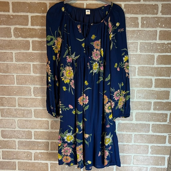 Old Navy Dress Medium Floral Boho Long Sleeve Women’s Gauzy Flowy - Picture 1 of 12
